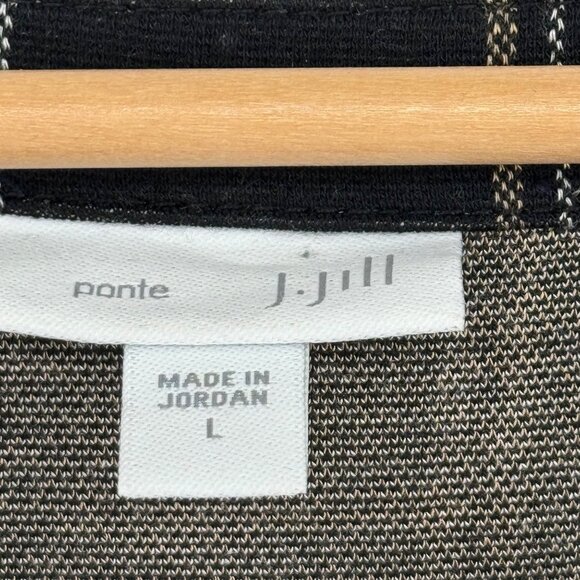 J. Jill Black Tan Plaid Ponte Dress Short Sleeve size Large Womens - Picture 3 of 13